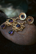 Brass Earrings - Sunflower - Amethyst