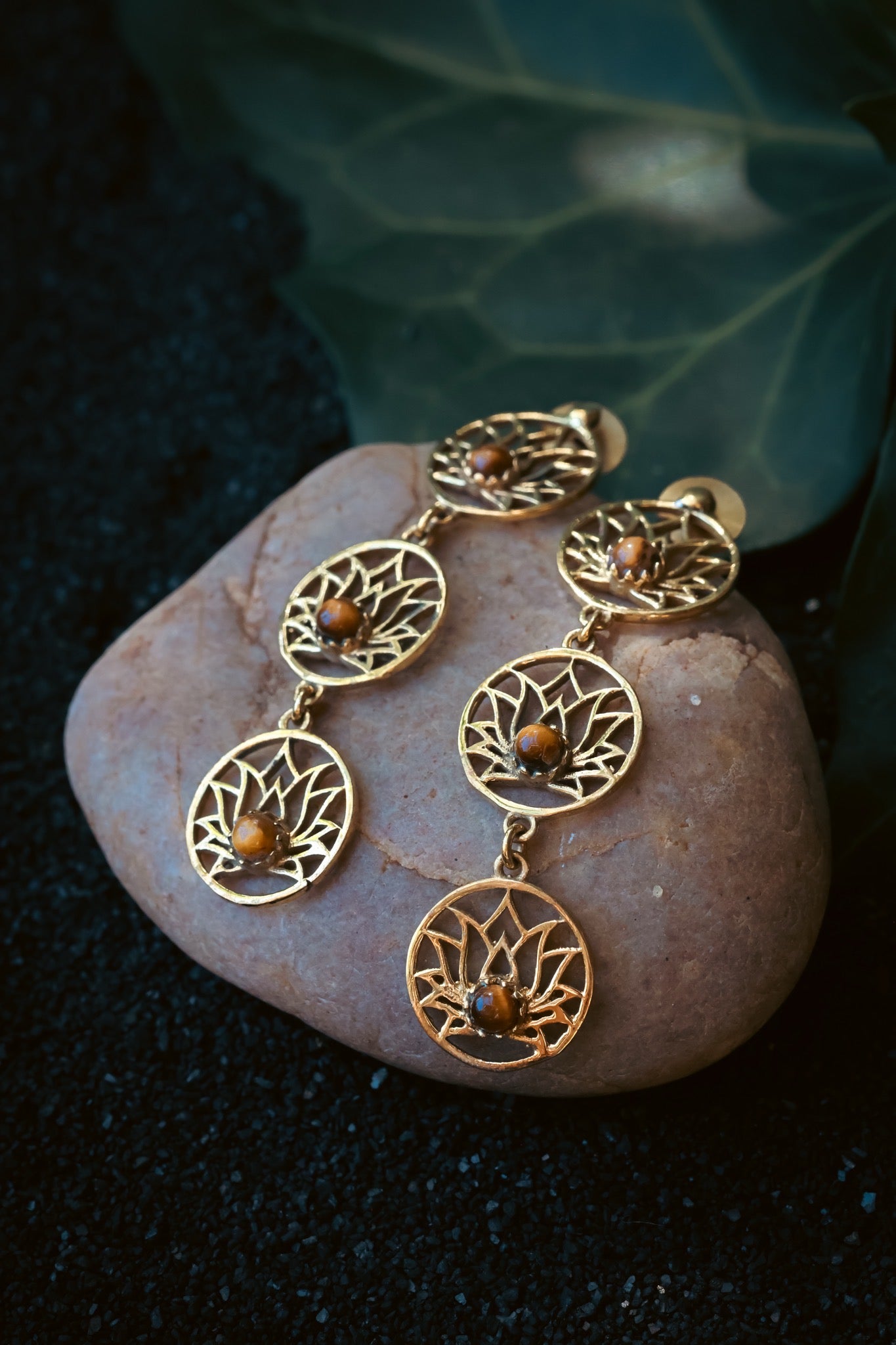 Brass Earrings -Lotus trail