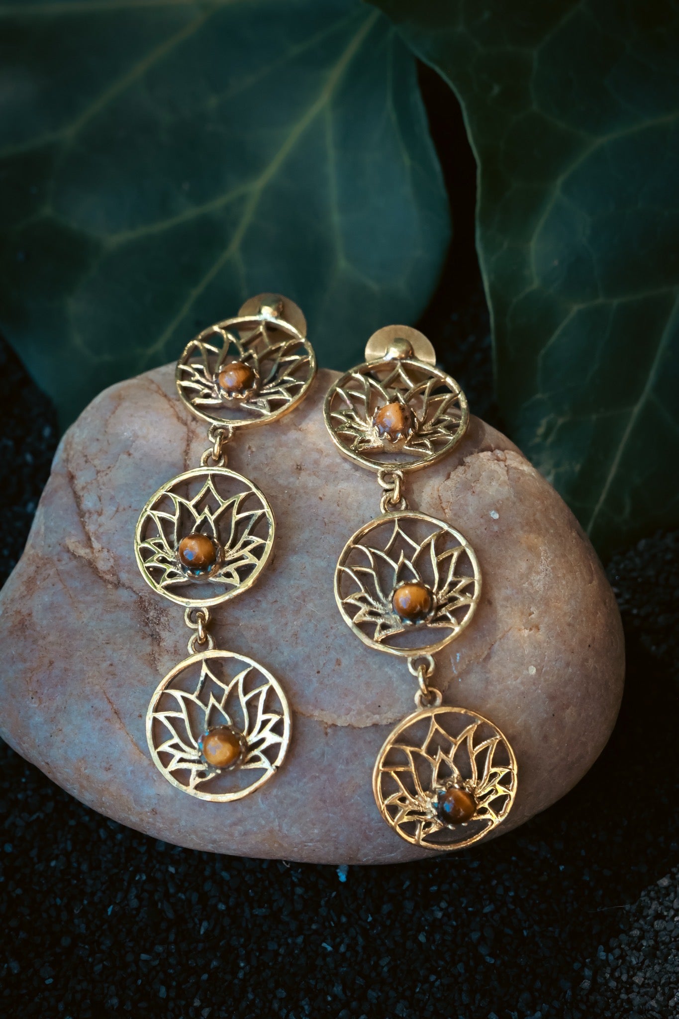 Brass Earrings -Lotus trail