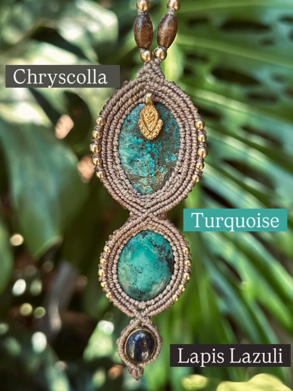 Chrysocolla Turquoise triple pendant