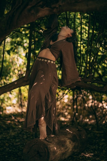 Nomad Flamenco Wrap Skirt - Dark Brown