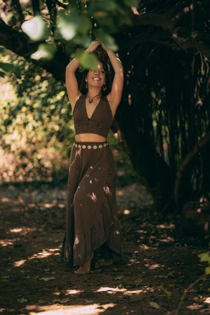 Nomad Flamenco Wrap Skirt - Dark Brown