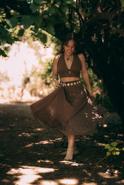 Nomad Flamenco Wrap Skirt - Dark Brown