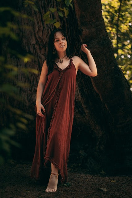 Woodland Muse Maxi Dress - Red