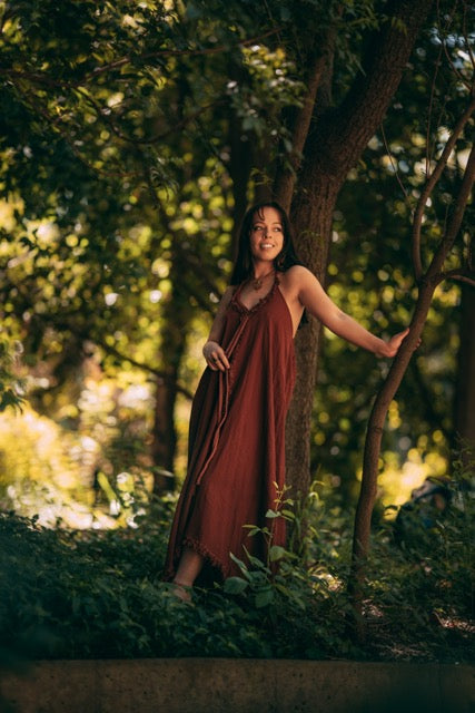 Woodland Muse Maxi Dress - Red