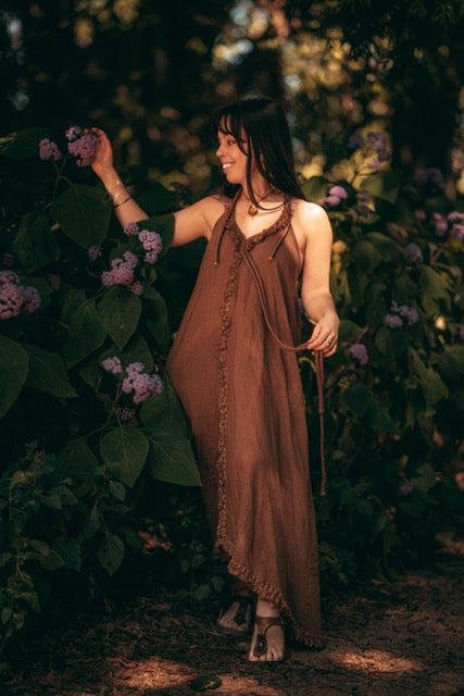 Woodland Muse Maxi Dress - Light Brown