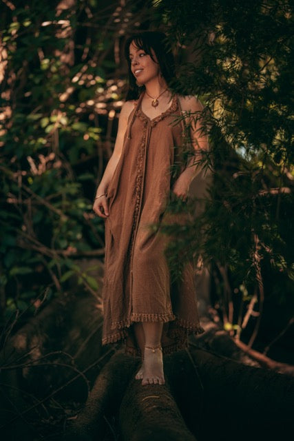Woodland Muse Maxi Dress - Light Brown