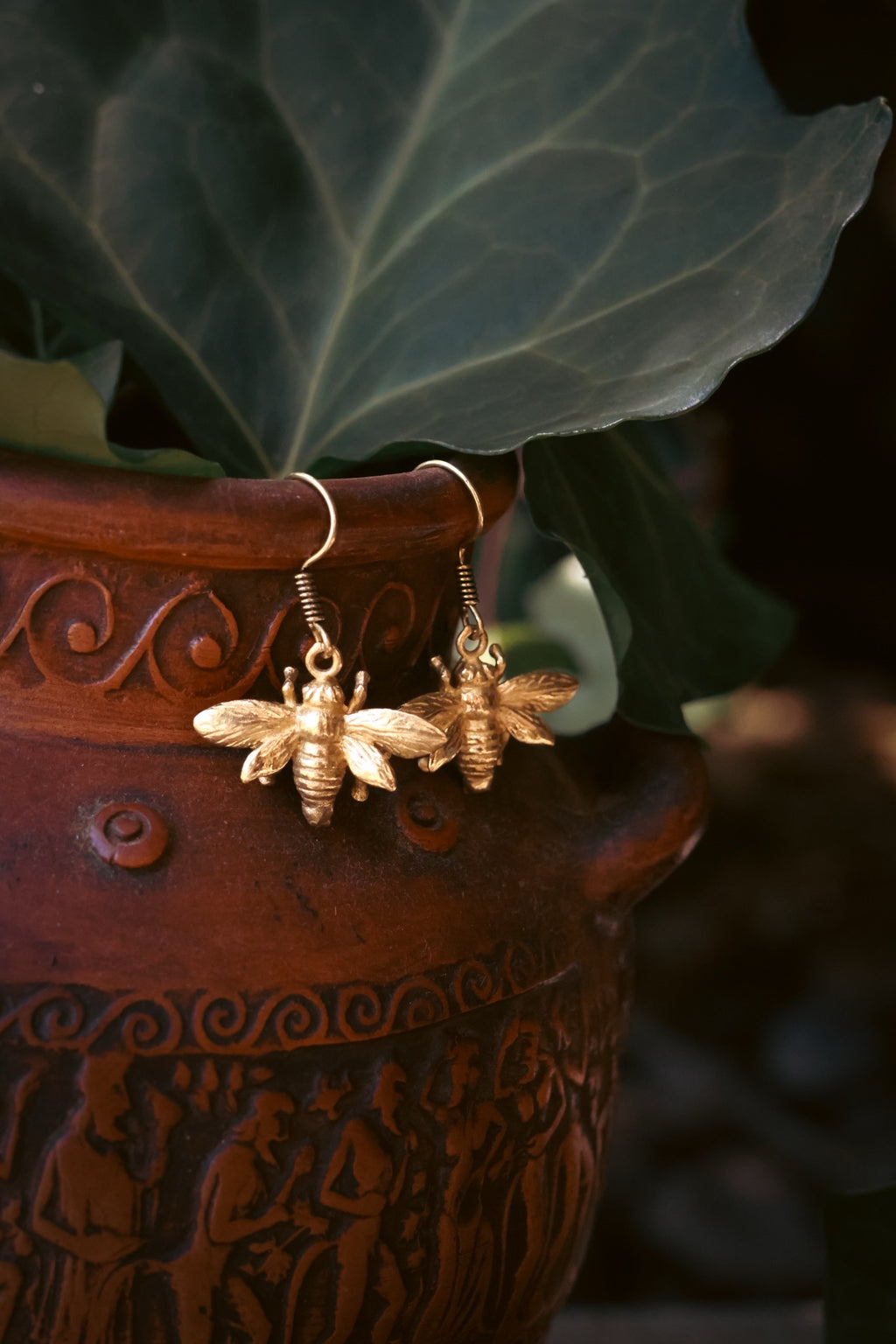 Brass Earrings - Bee