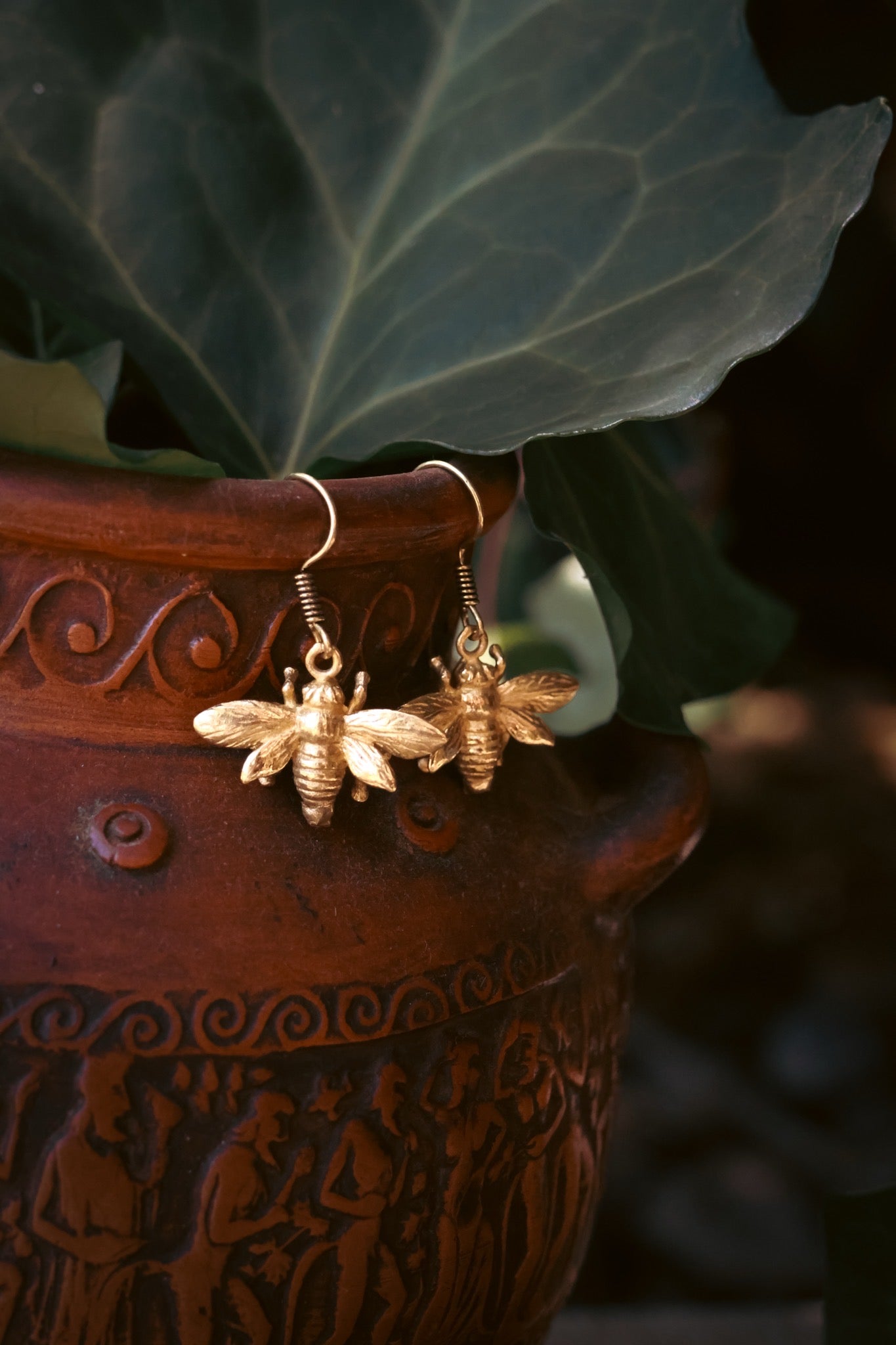 Brass Earrings - Bee