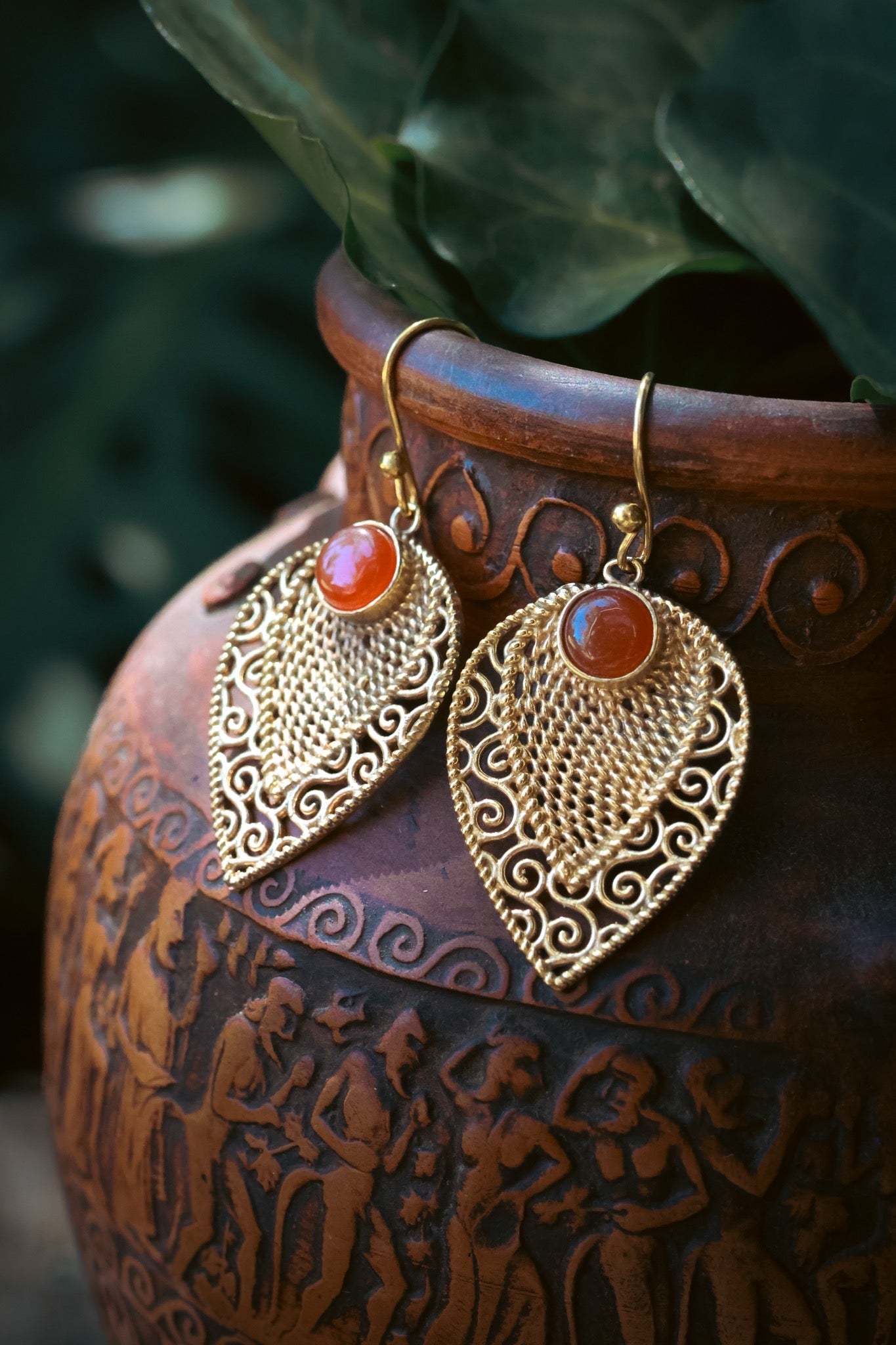 Brass Earrings - Leaf - Toumarine