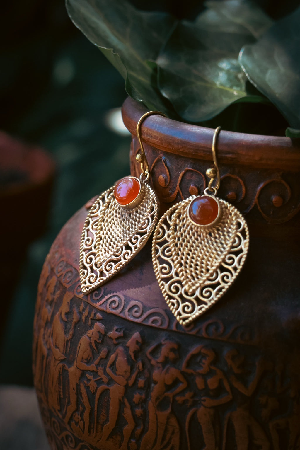 Brass Earrings - Leaf - Toumarine