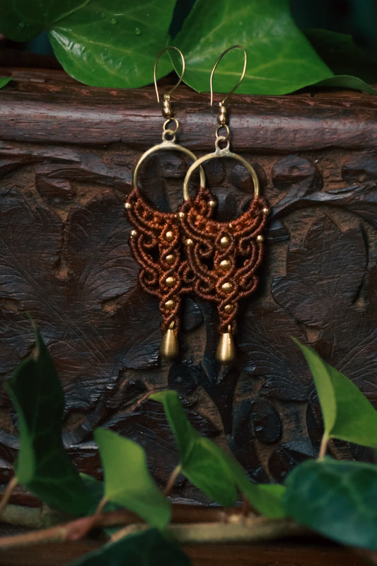 Rusted Earth macrame earrings