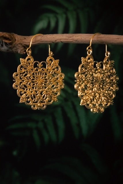 Brass Flower maze earring