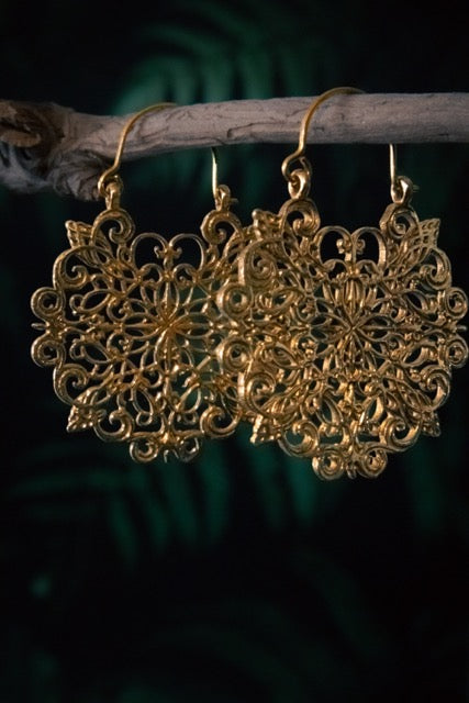 Brass Flower maze earring