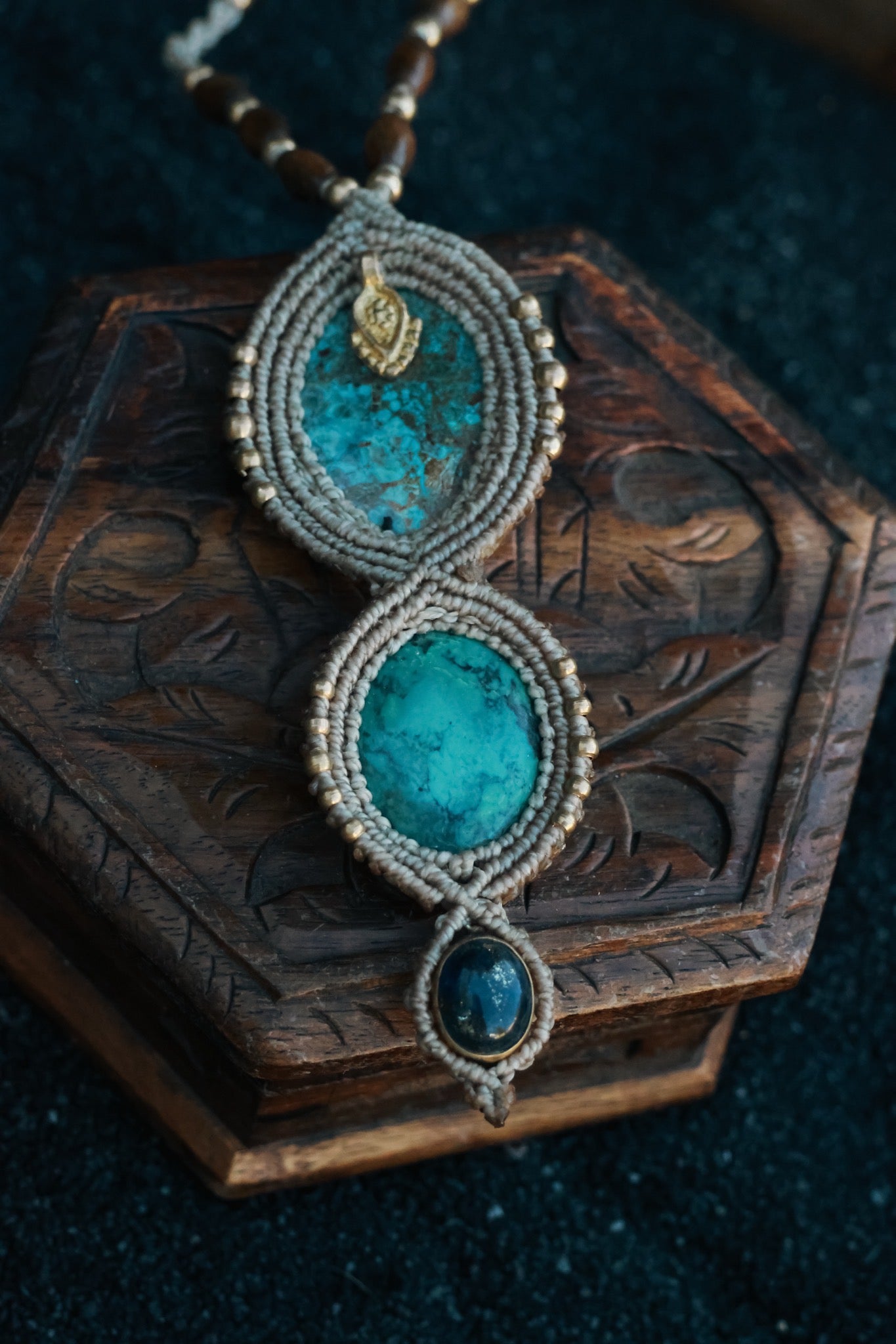 Chrysocolla Turquoise triple pendant