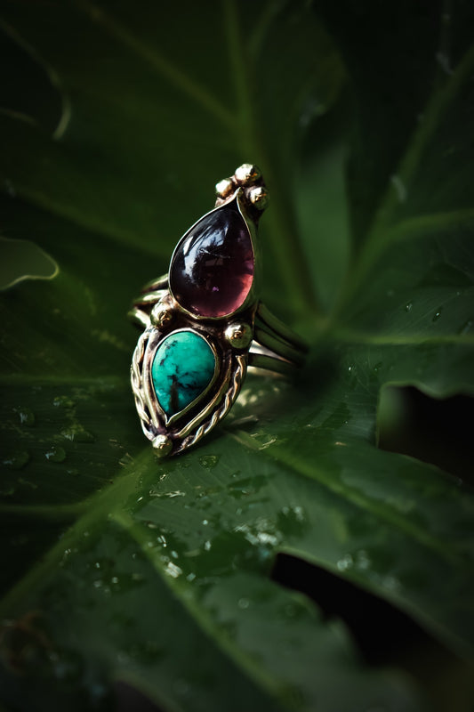 Handmade Amethyst and Turquoise ring