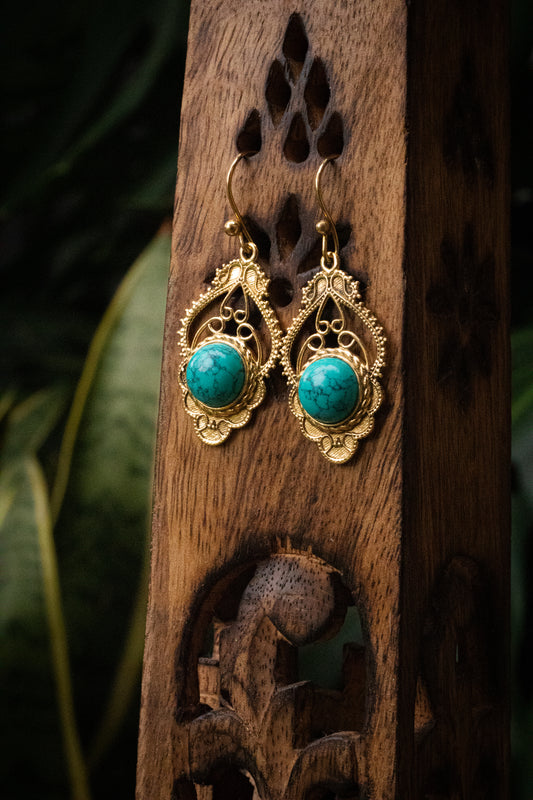 Brass Earring - turquoise
