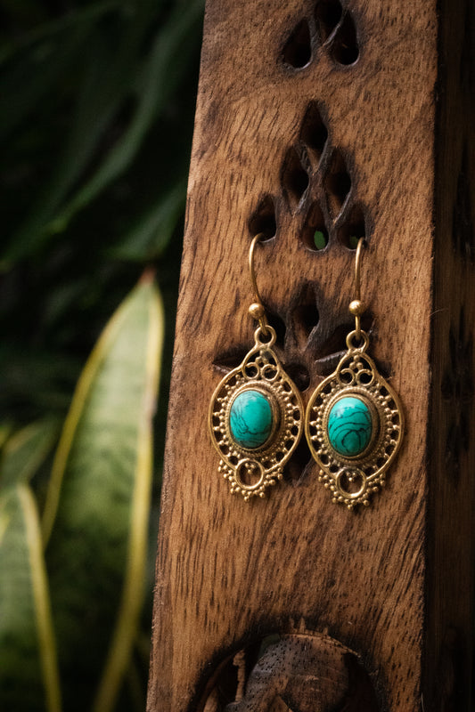 Brass Earring - Turquoise