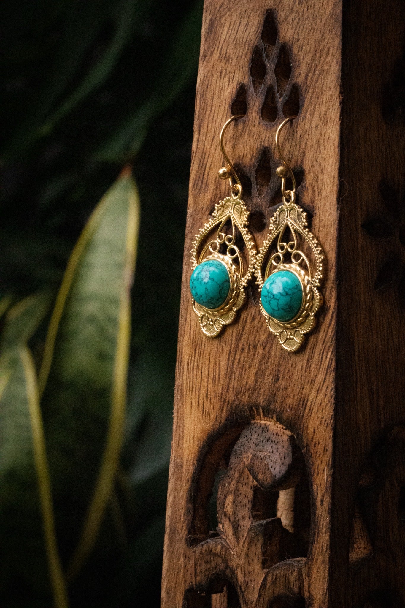Brass Earring - turquoise
