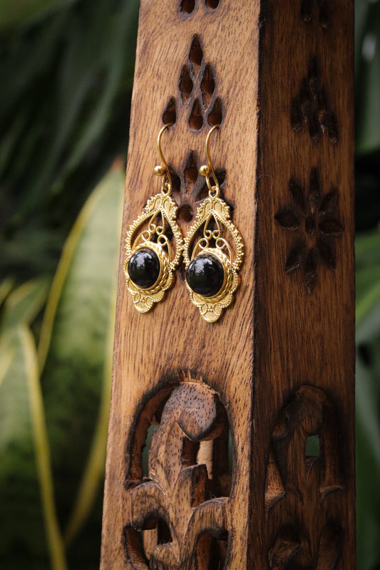 Brass Earring - Onyx