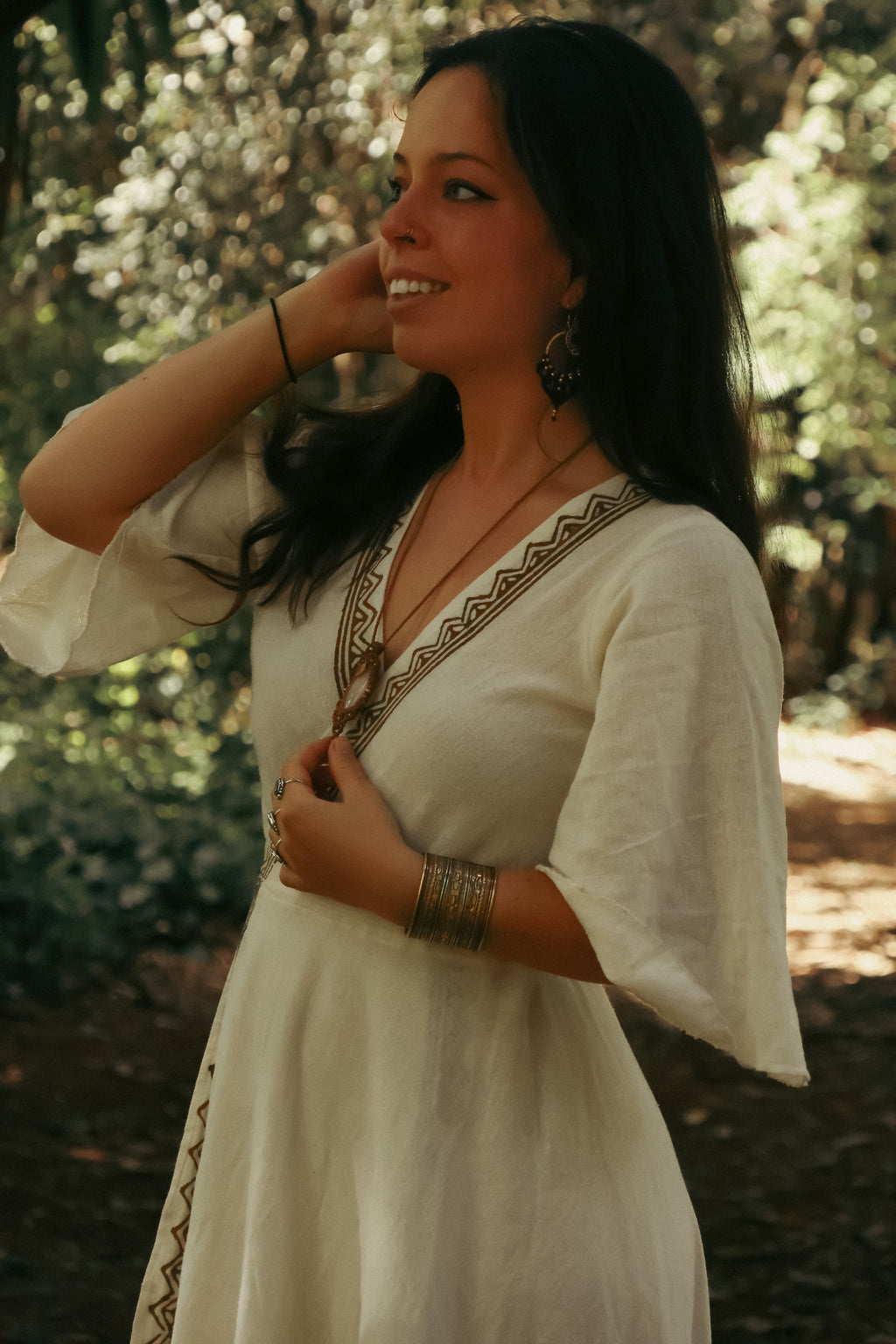 Cotton wrap dress - WHITE