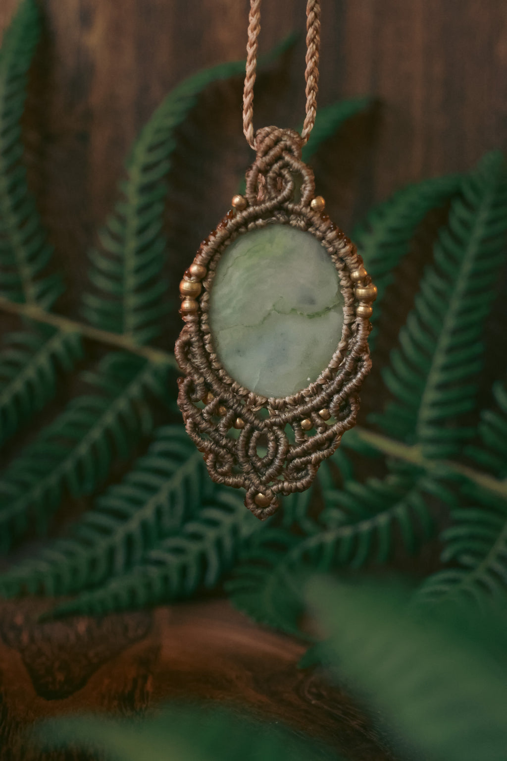 Serpentine macrame necklace