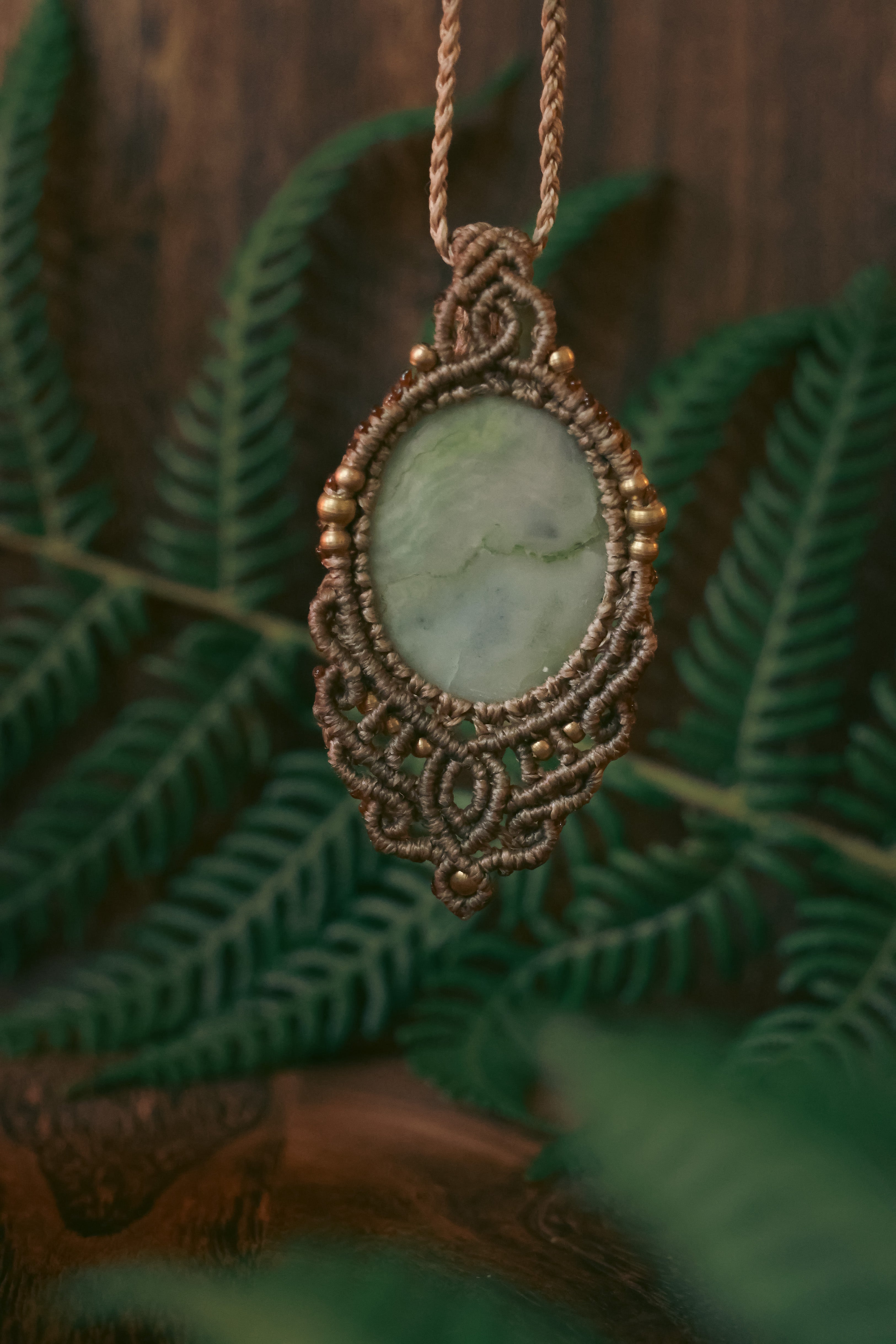 Serpentine macrame necklace