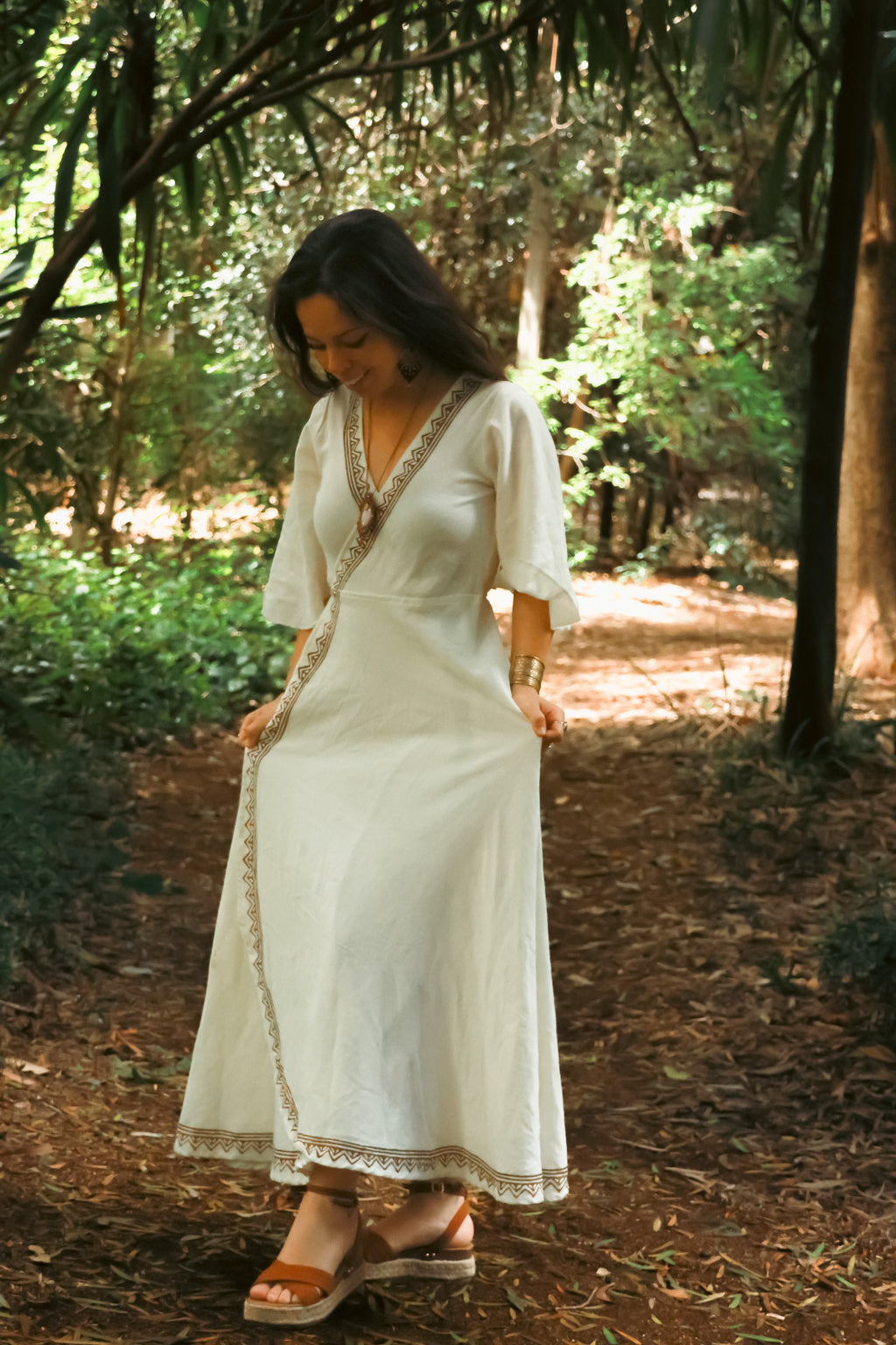 Cotton wrap dress - WHITE