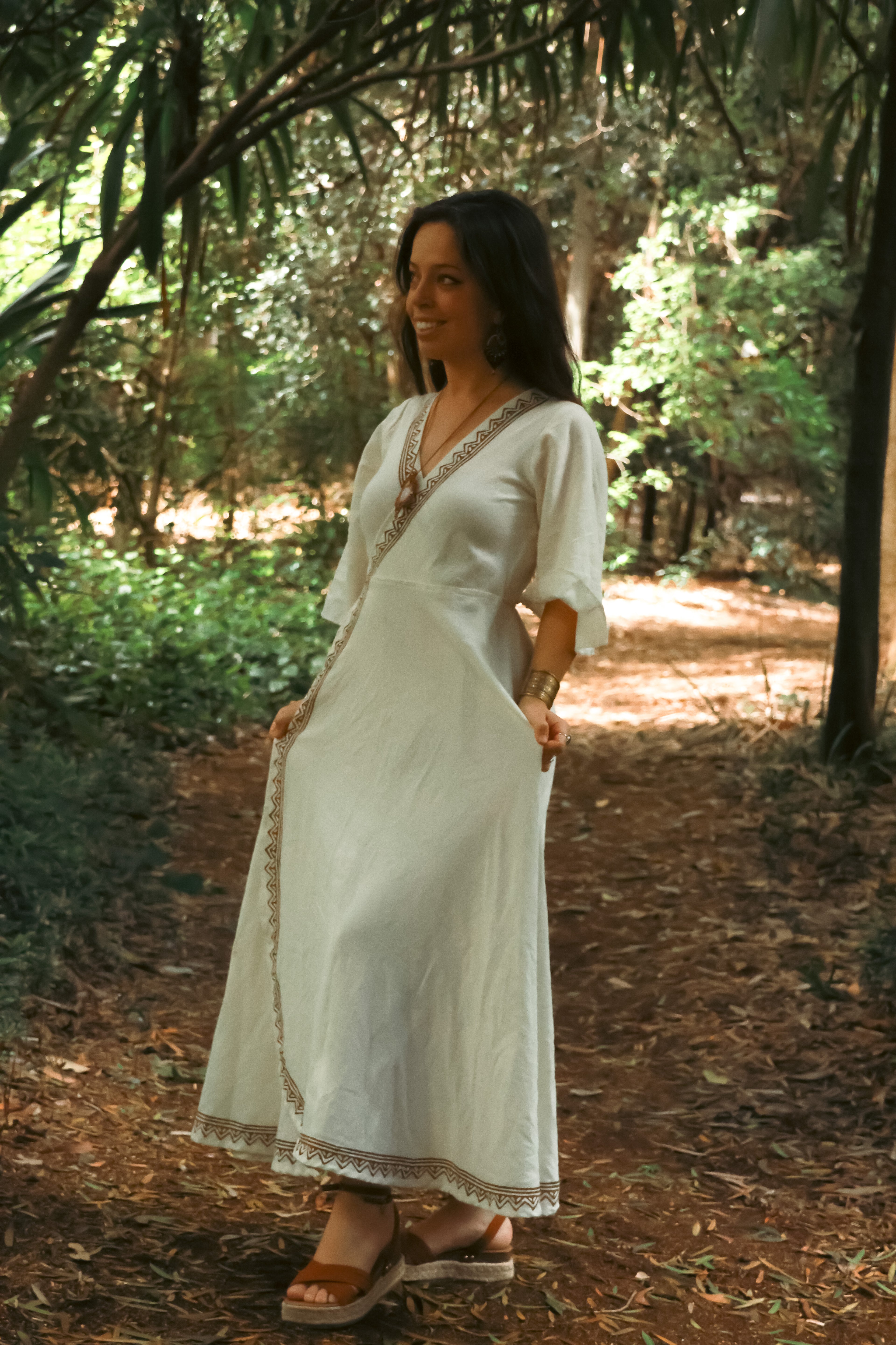 Cotton wrap dress - WHITE