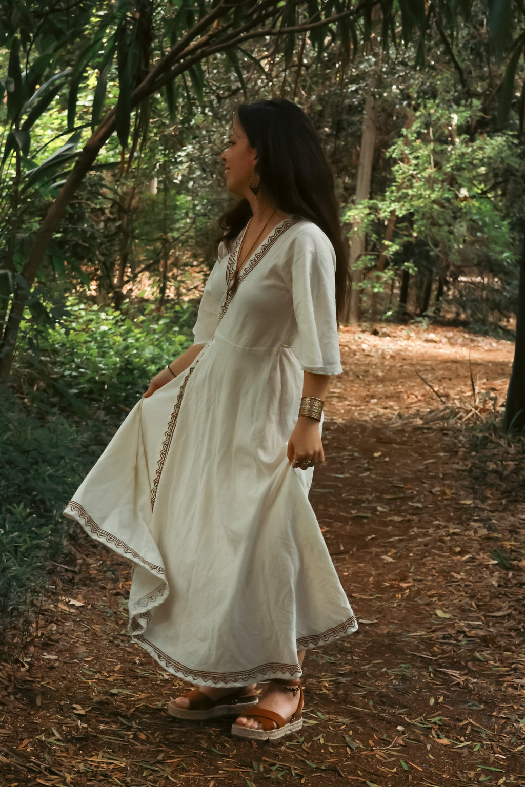 Cotton wrap dress - WHITE