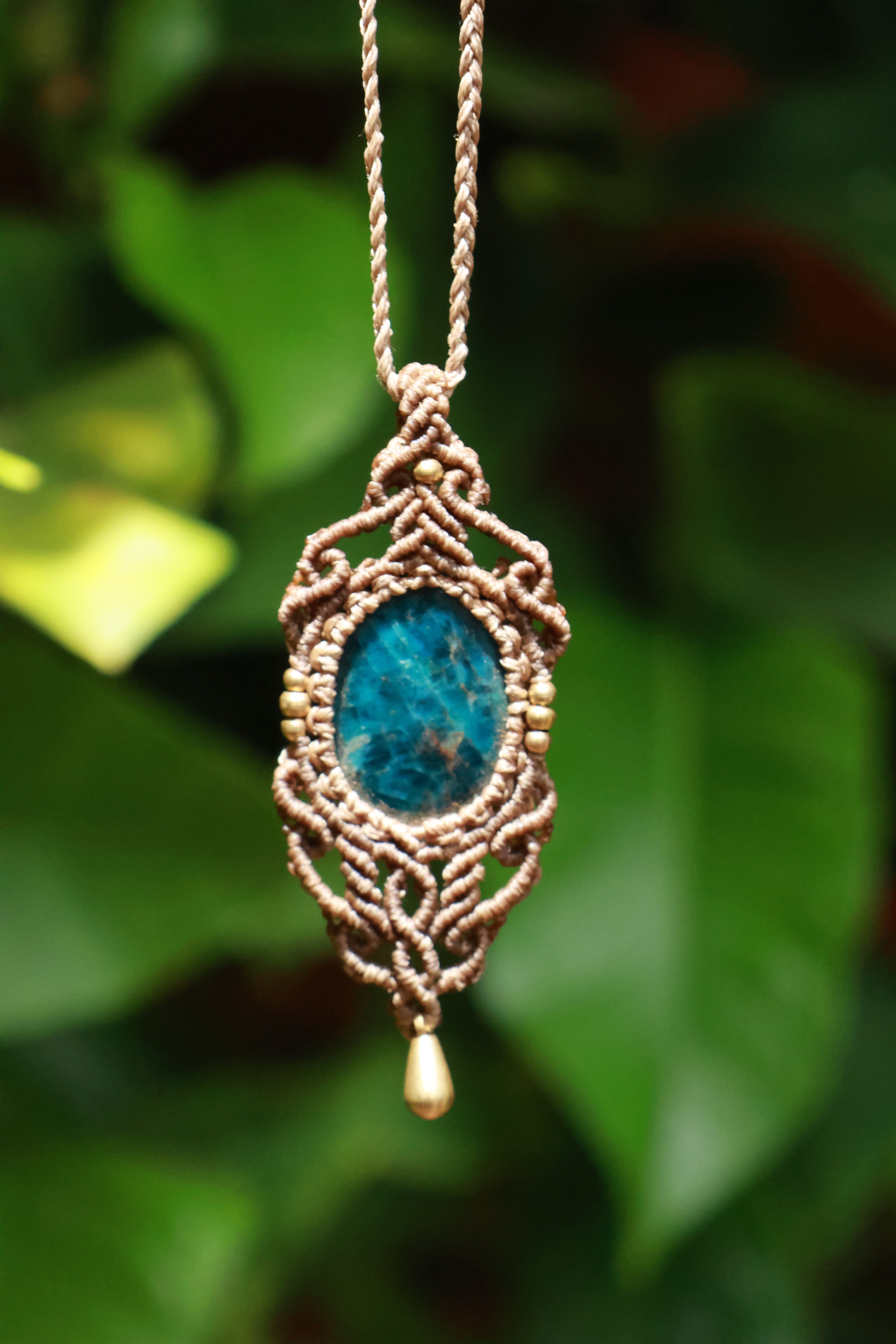 Azurite macrame pendant