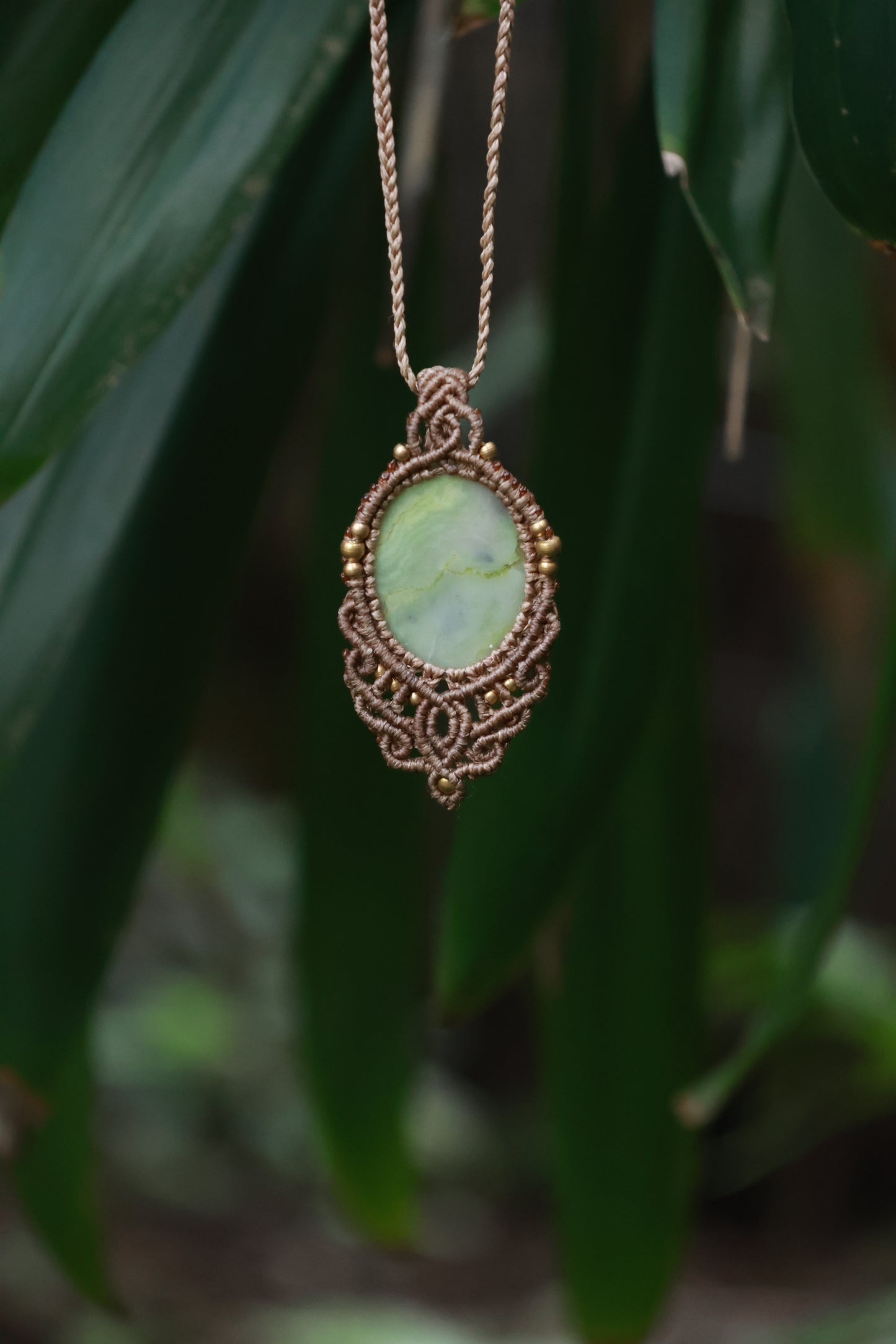 Serpentine macrame necklace